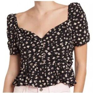 Astr Black Floral Crop Top